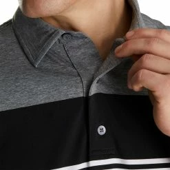 FootJoy Heather Color Block Lisle Self Collar Black Mens Golf Polo -Mens Golf Clothes Store Online 11985 2
