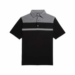 FootJoy Heather Color Block Lisle Self Collar Black Mens Golf Polo -Mens Golf Clothes Store Online 11985 3