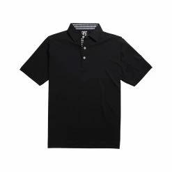 FootJoy Athletic Fit Lisle Solid Gingham Trim Self Collar Black Mens Golf Polo -Mens Golf Clothes Store Online 11986 3 66648050 d32b 4e09 b435 9634e903314c