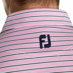 FootJoy Lisle Multi Stripe Self Collar Pink Mens Golf Polo -Mens Golf Clothes Store Online 13490 2