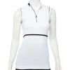 EP NY Work It Silver Ring Trim Womens Sleeveless Golf Polo