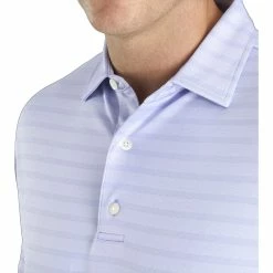 FootJoy Nailhead Jacquard Stripe Mens Golf Polo -Mens Golf Clothes Store Online 17784 LAVENDERWHITE 2