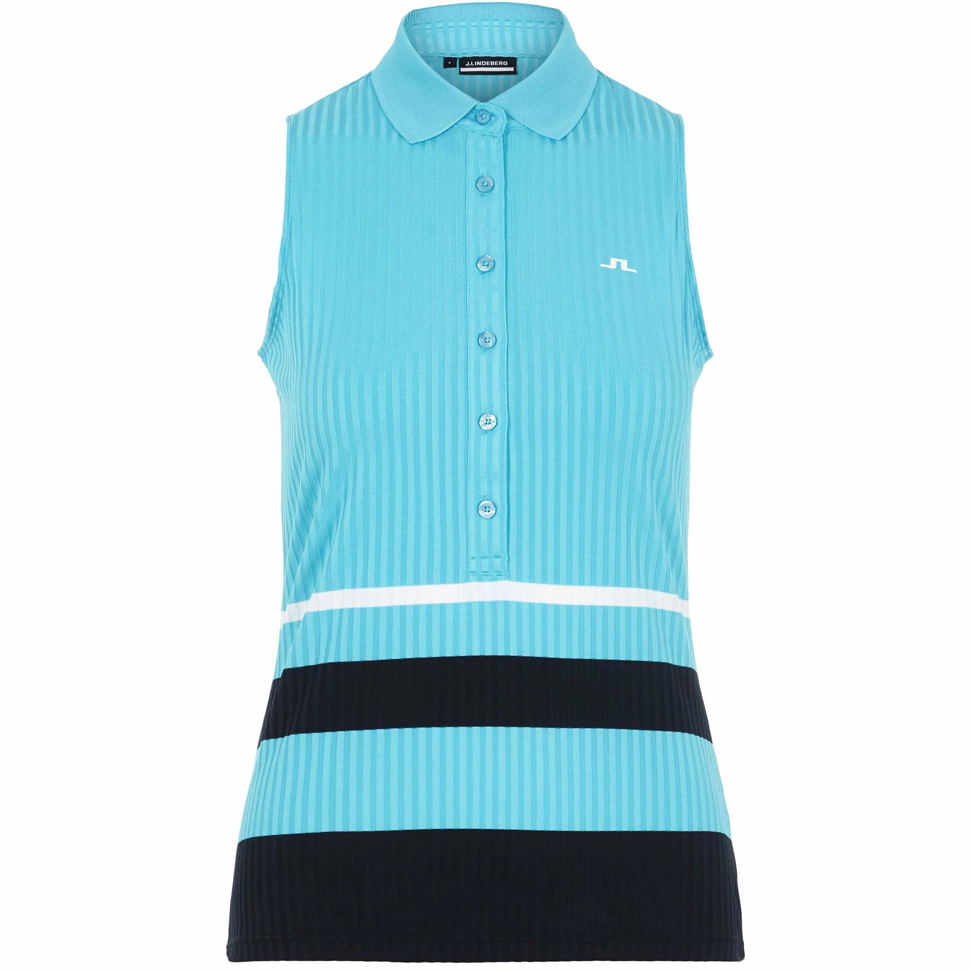 J.Lindeberg J. Lindeberg Tess Beach Blue Womens Sleeveless Golf Polo 1 J.Lindeberg J. Lindeberg Tess Beach Blue Womens Sleeveless Golf Polo