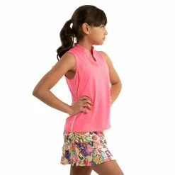 Lucky In Love Birdie Girls Sleeveless Golf Polo -Mens Golf Clothes Store Online 20455 NEONPINK648 1