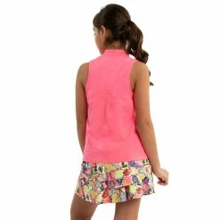 Lucky In Love Birdie Girls Sleeveless Golf Polo -Mens Golf Clothes Store Online 20455 NEONPINK648 2