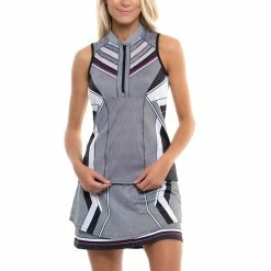 Lucky In Love Kinetic Energy Zip Black Womens Golf Tank Top