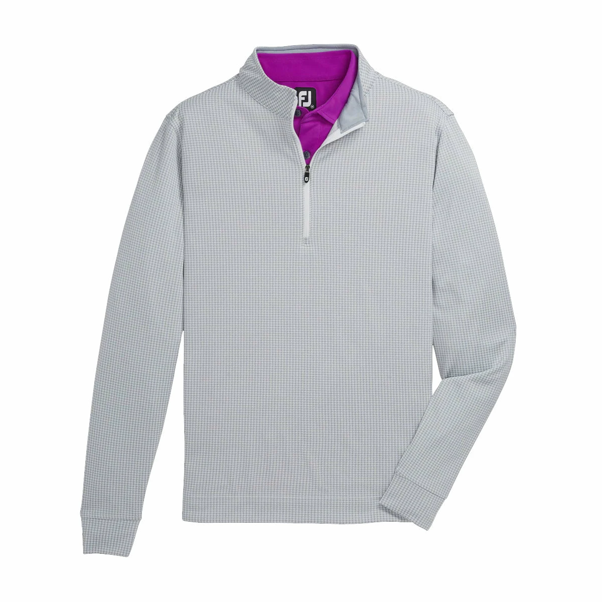 FootJoy Houndstooth Jacquard Grey Mens Golf 1/4 Zip Pullover 1 FootJoy Houndstooth Jacquard Grey Mens Golf 1/4 Zip Pullover