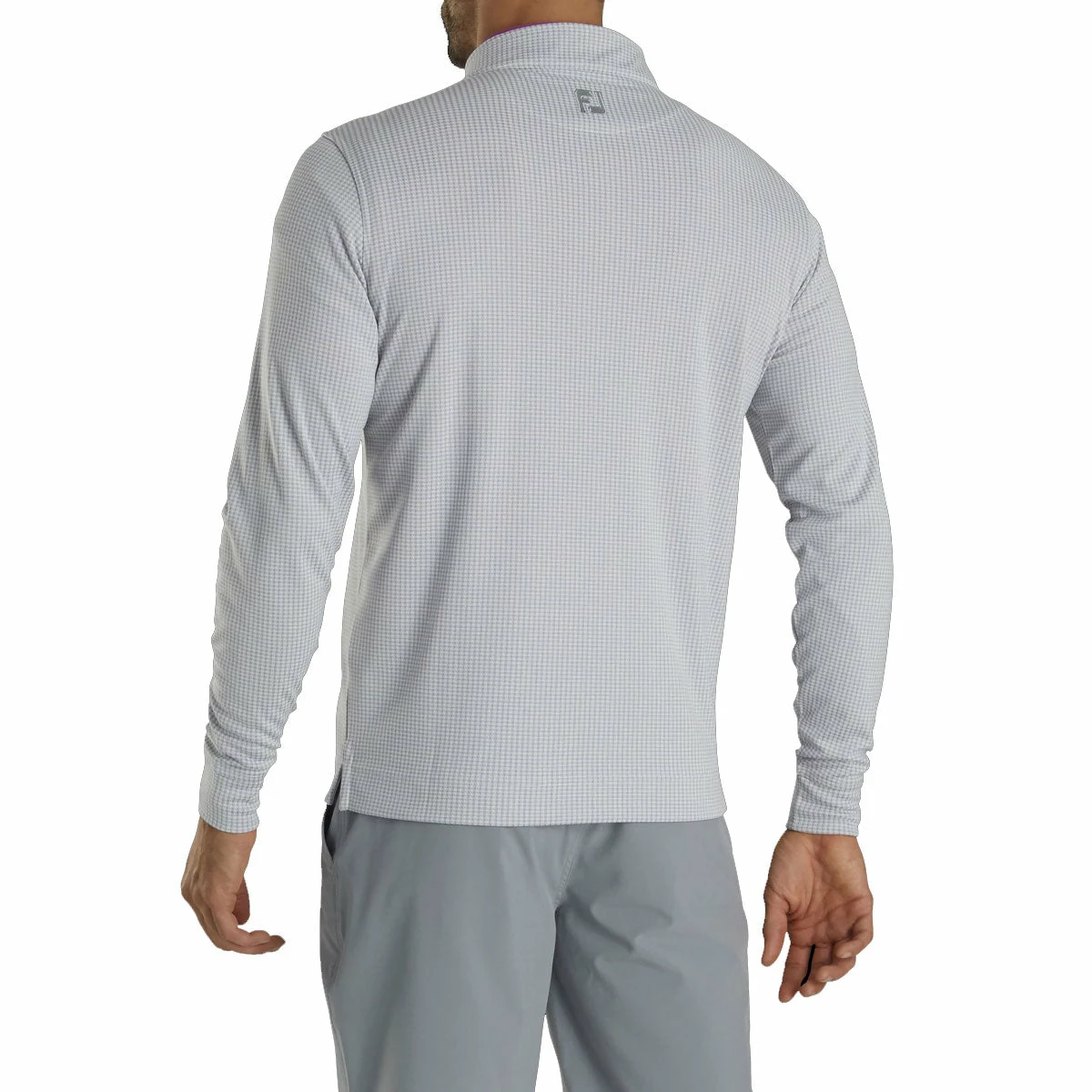 FootJoy Houndstooth Jacquard Grey Mens Golf 1/4 Zip Pullover 3 FootJoy Houndstooth Jacquard Grey Mens Golf 1/4 Zip Pullover - Image 3