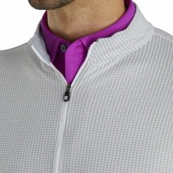 FootJoy Houndstooth Jacquard Grey Mens Golf 1/4 Zip Pullover 7 FootJoy Houndstooth Jacquard Grey Mens Golf 1/4 Zip Pullover -Mens Golf Clothes Store Online 20999 GREYWHITE 3