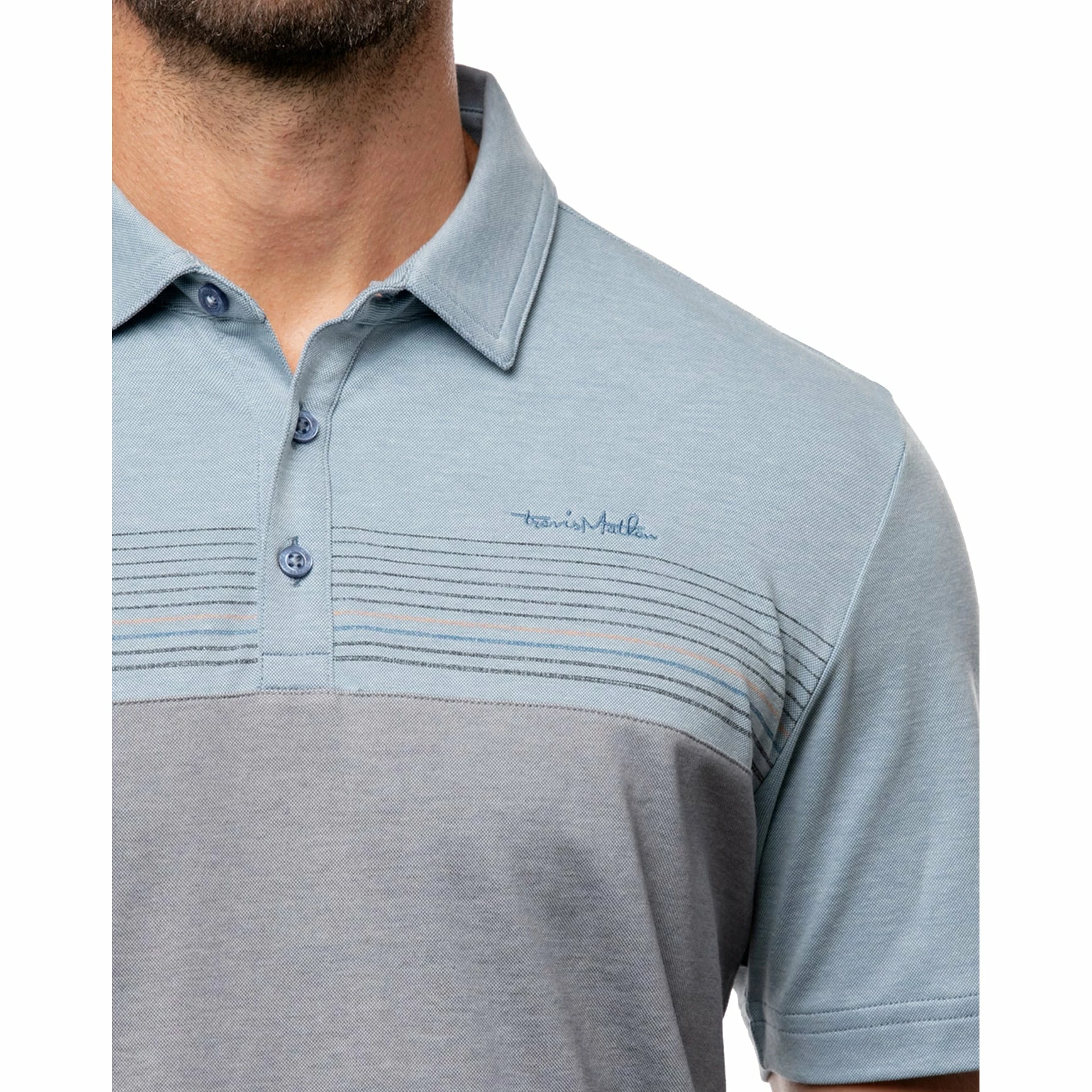 TravisMathew A Soiree Sight Heather Federal Blue Mens Golf Polo 2 TravisMathew A Soiree Sight Heather Federal Blue Mens Golf Polo - Image 2