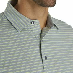 FootJoy Lisle Classic Stripe Heather Grey Mens Golf Polo -Mens Golf Clothes Store Online 21479 HEATHERGREY 2