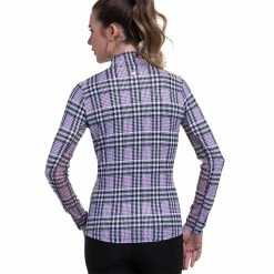 EP NY EP New York Glen Plaid Black Multi Mock Womens Golf 1/4 Zip -Mens Golf Clothes Store Online 21503 BLACKMULTI003 2