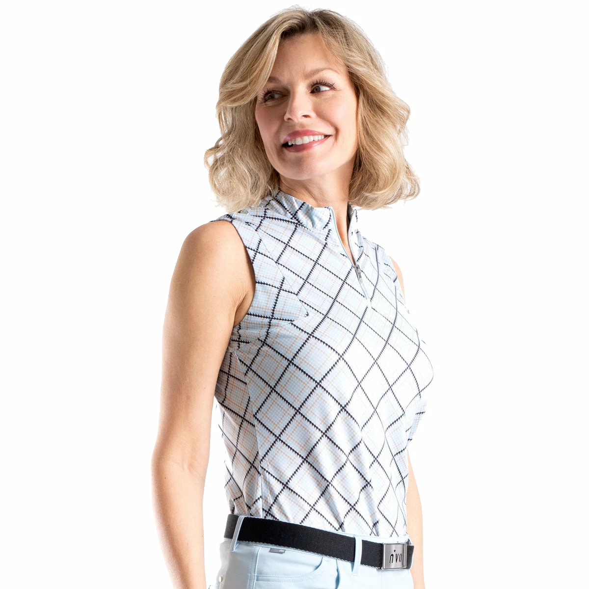 NVO Everly Mock Womens Sleeveless Golf Polo 1 NVO Everly Mock Womens Sleeveless Golf Polo