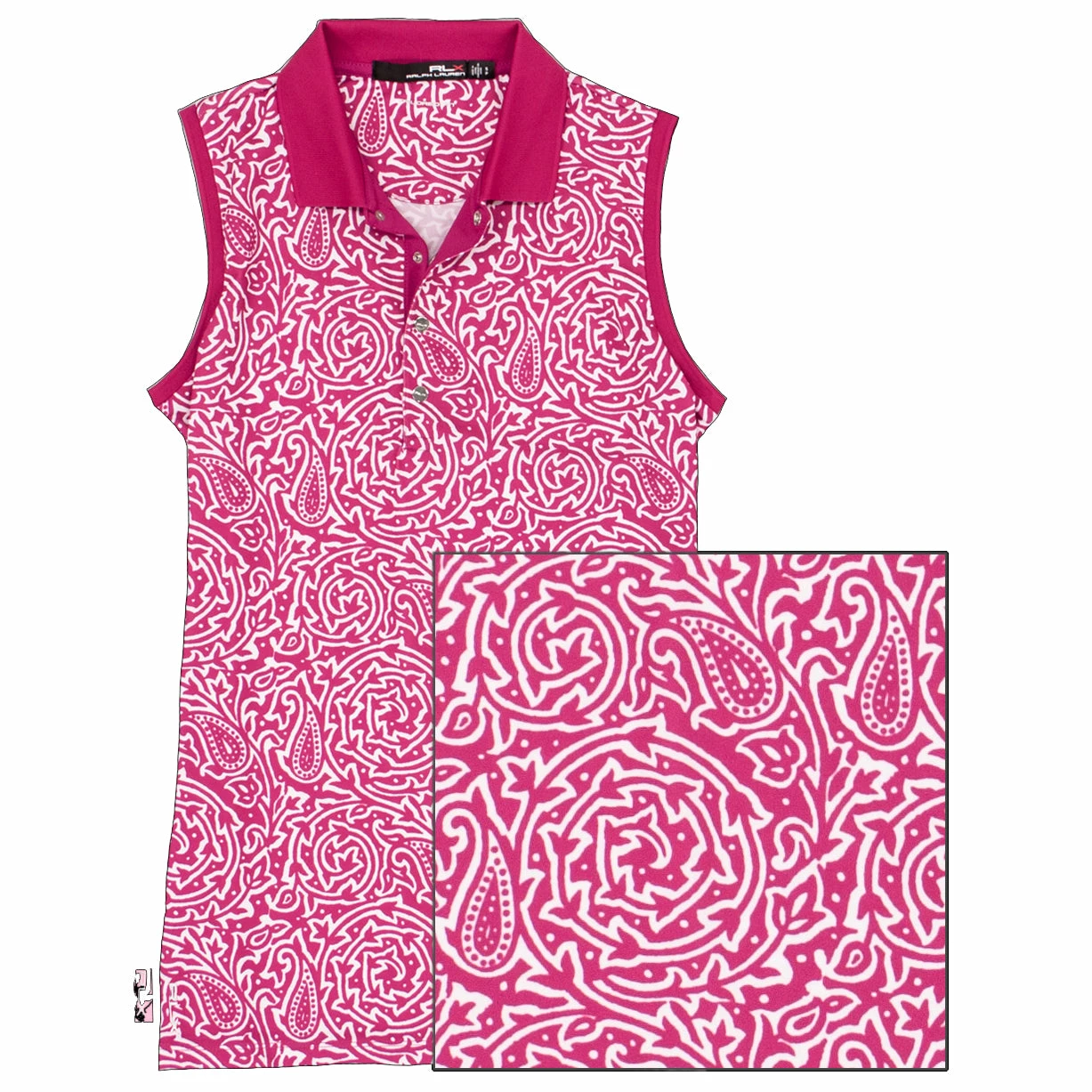 Polo Ralph Lauren RLX Ralph Lauren Printed Airflow Jersey Aruba Pink Womens Golf Polo 1 Polo Ralph Lauren RLX Ralph Lauren Printed Airflow Jersey Aruba Pink Womens Golf Polo