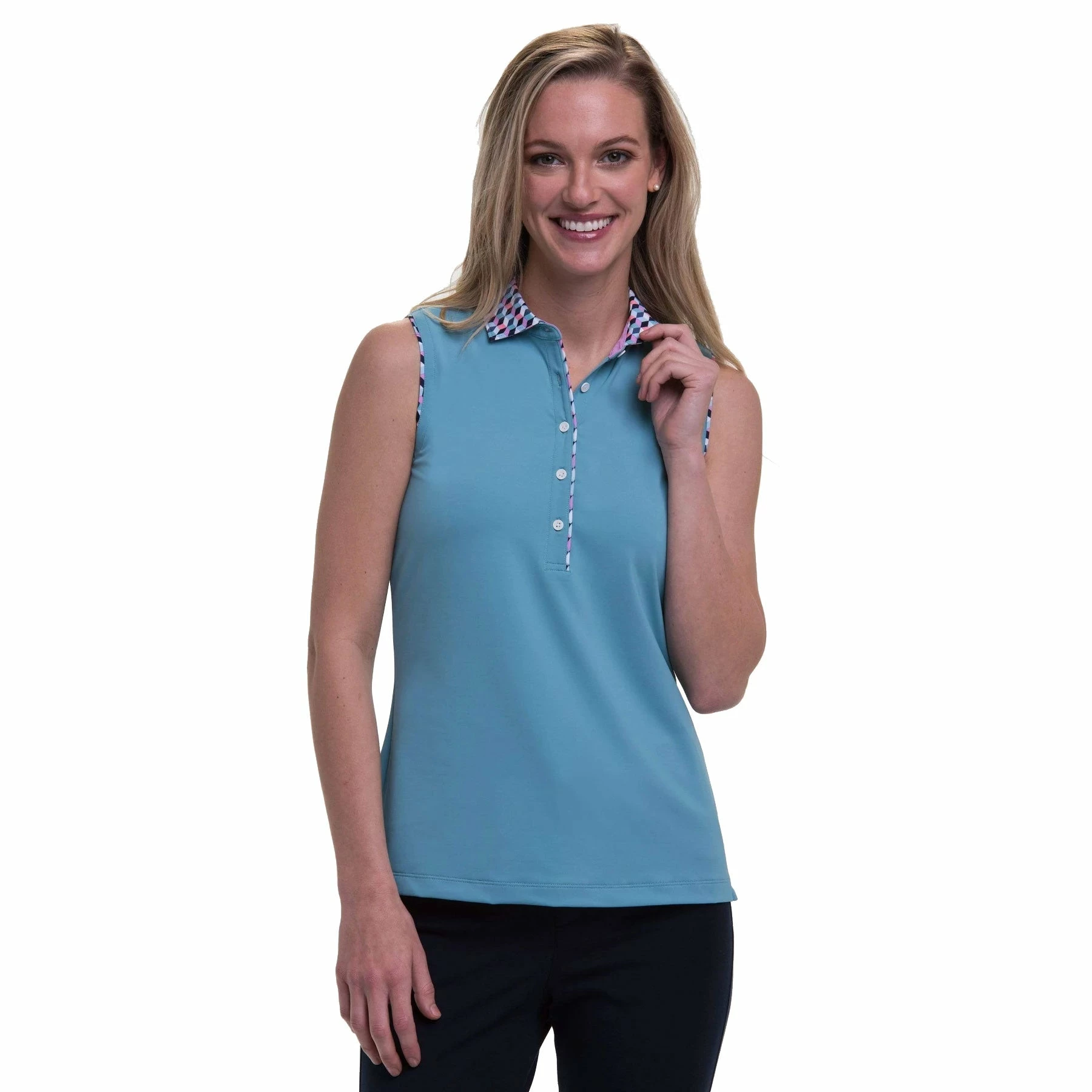 Fairway & Greene Emily Veridian Womens Sleeveless Golf Polo 1 Fairway & Greene Emily Veridian Womens Sleeveless Golf Polo