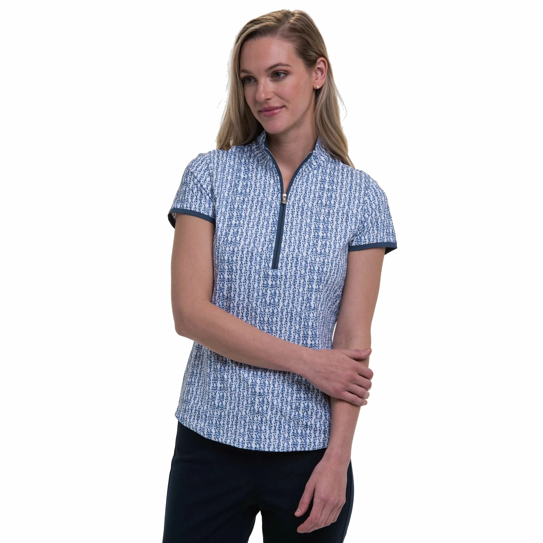 Fairway & Greene Maggie Zip Mock Womens Golf Polo 1 Fairway & Greene Maggie Zip Mock Womens Golf Polo
