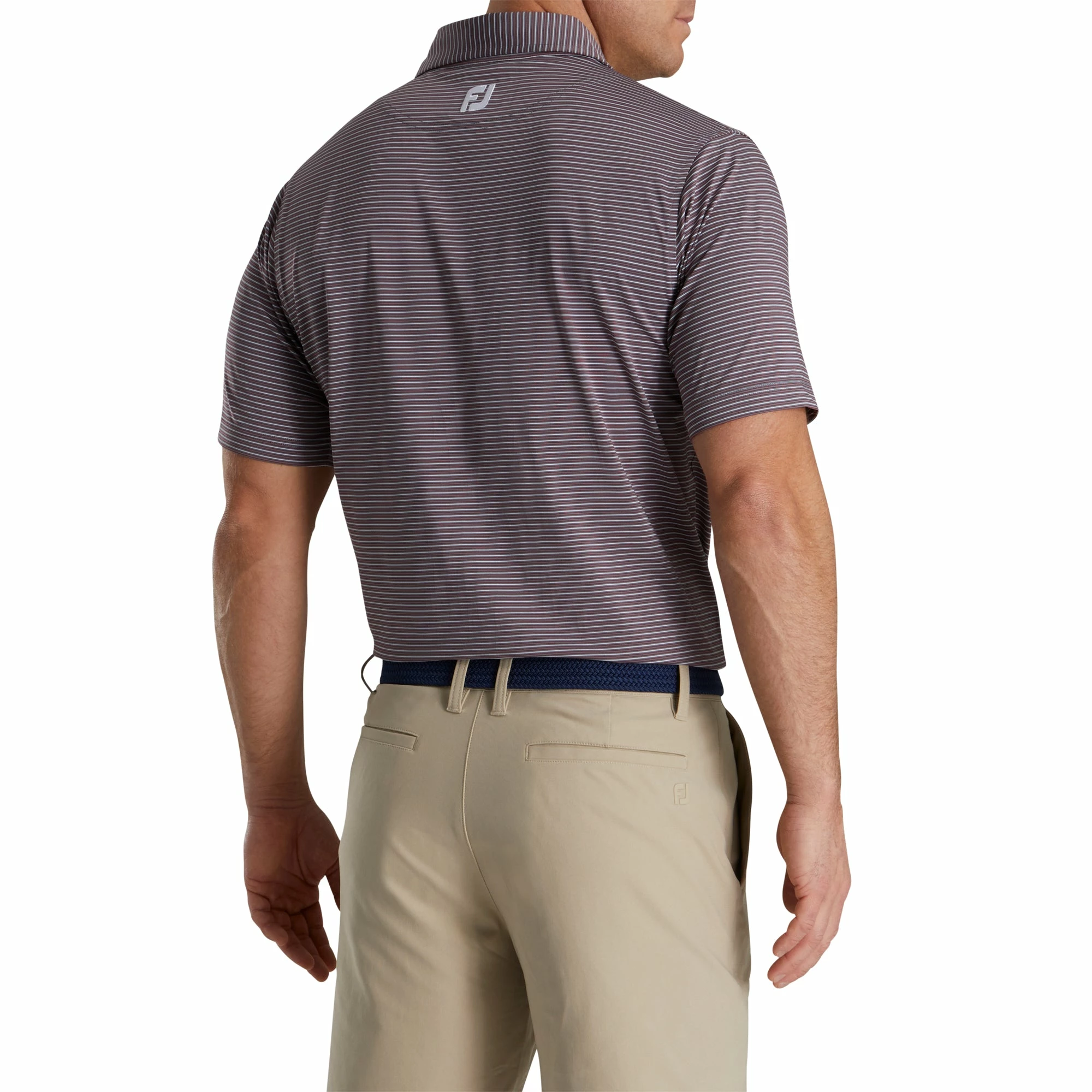 FootJoy Pin Stripe Lisle Smoke Mens Golf Polo 2 FootJoy Pin Stripe Lisle Smoke Mens Golf Polo - Image 2