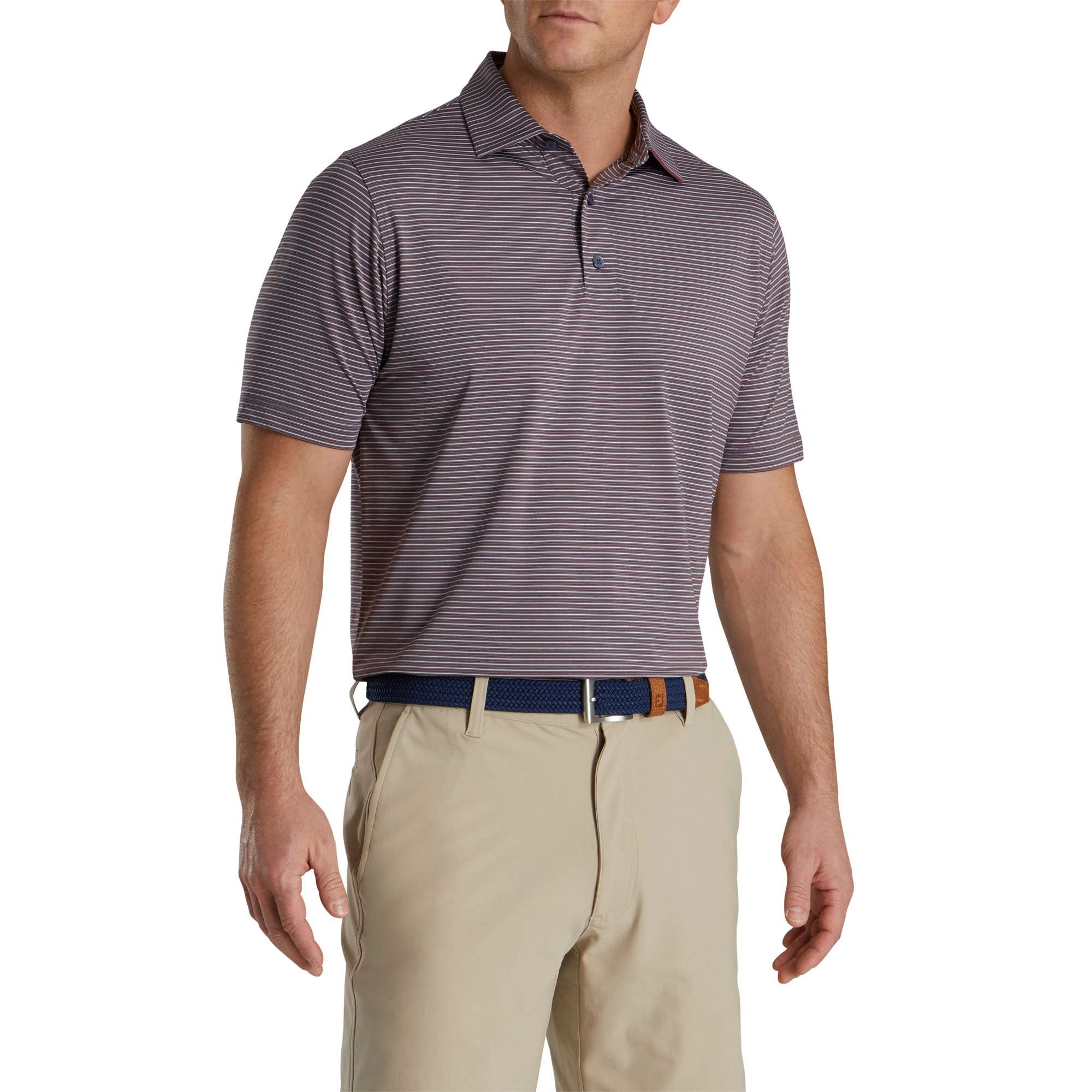 FootJoy Pin Stripe Lisle Smoke Mens Golf Polo 1 FootJoy Pin Stripe Lisle Smoke Mens Golf Polo