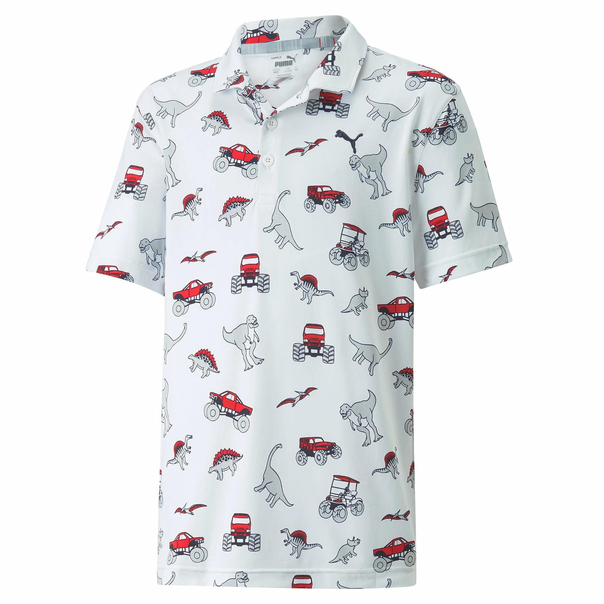 PUMA Golf Puma CLOUDSPUN Dino-Mite Boys Golf Polo 1 PUMA Golf Puma CLOUDSPUN Dino-Mite Boys Golf Polo