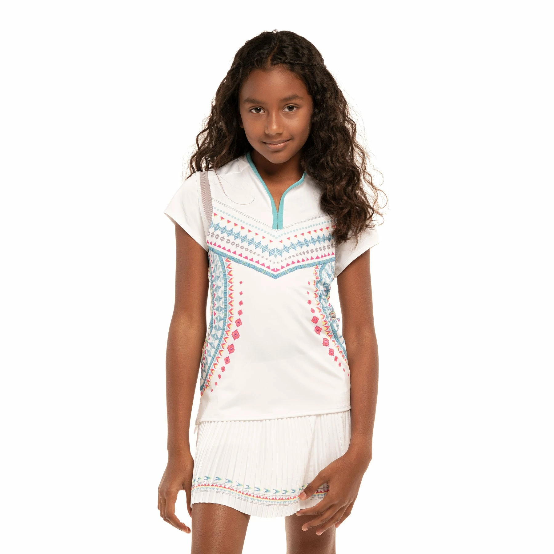 Lucky In Love Desert Vibes White Girls Golf Polo 1 Lucky In Love Desert Vibes White Girls Golf Polo