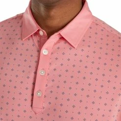 FootJoy Athletic Fit Deco Print Coral Mens Golf Polo -Mens Golf Clothes Store Online 24684 CORALPNKSLATE 2