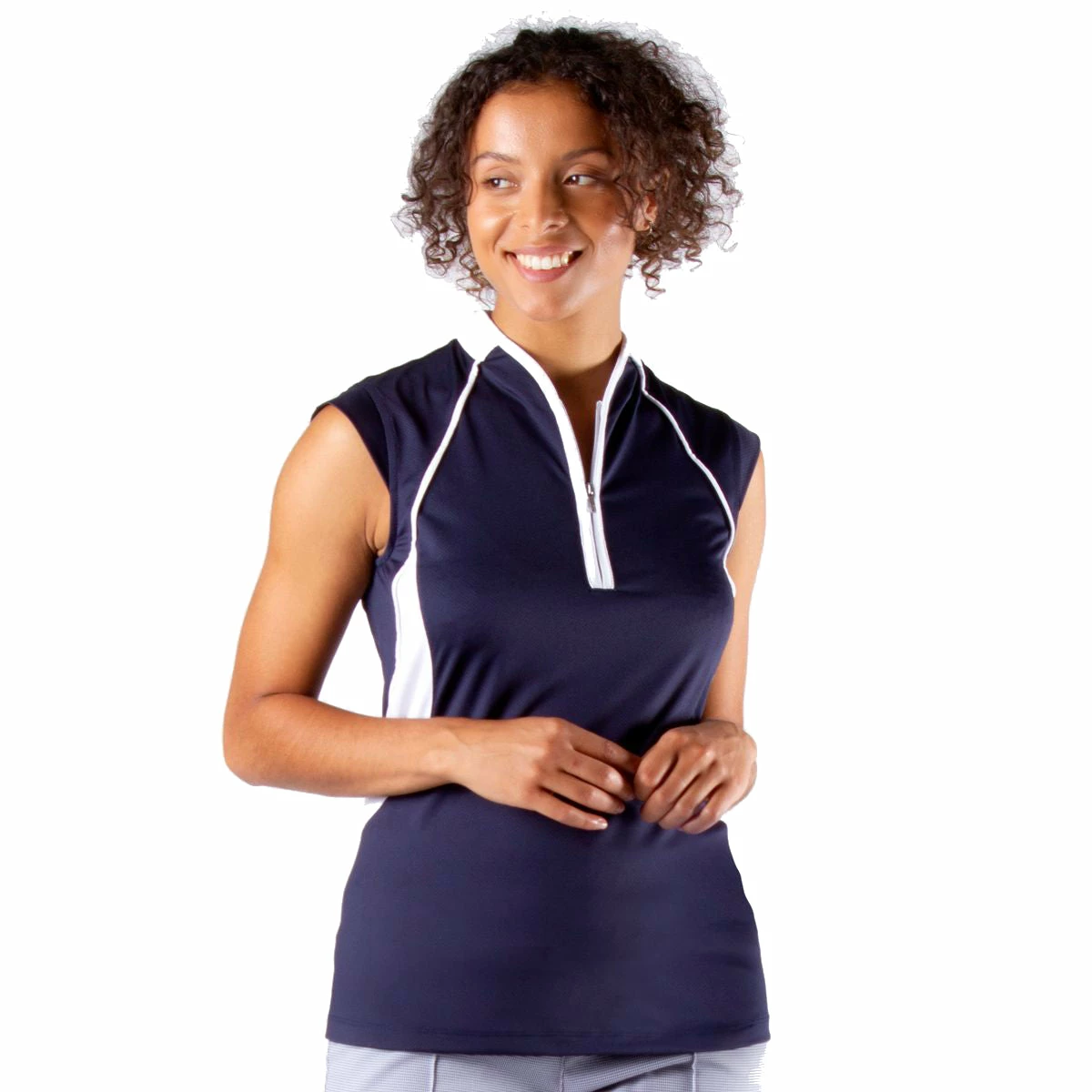 NVO Maxine Mock Navy Womens Golf Polo 1 NVO Maxine Mock Navy Womens Golf Polo