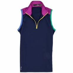Polo Ralph Lauren RLX Ralph Lauren Tri-Colored Airtech Pique French Navy Womens Golf 1/4 Zip