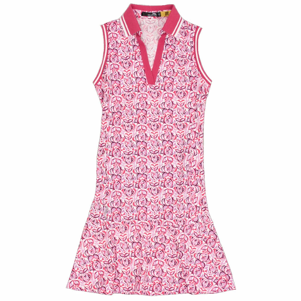 Polo Ralph Lauren RLX Ralph Lauren Printed V-Neck Knit Bright Pink Fish Womens Golf Dress 1 Polo Ralph Lauren RLX Ralph Lauren Printed V-Neck Knit Bright Pink Fish Womens Golf Dress