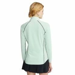 Polo Ralph Lauren RLX Ralph Lauren Airflow April Green Womens Longsleeve Golf 1/4 Zip -Mens Golf Clothes Store Online 25005 APRILGREENBLK 2
