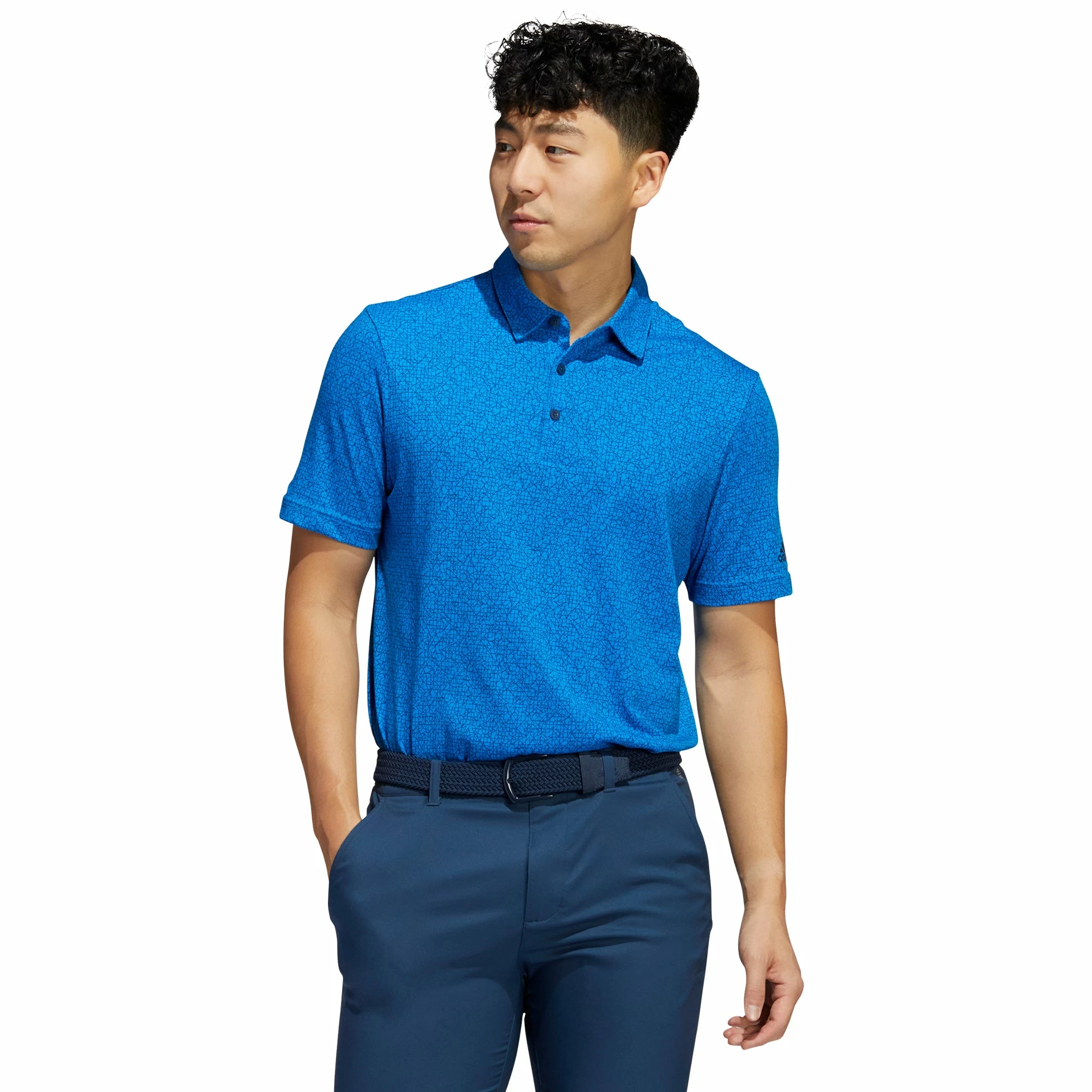 Adidas Golf Adidas Abstract Print Blue Rush Mens Golf Polo 1 Adidas Golf Adidas Abstract Print Blue Rush Mens Golf Polo