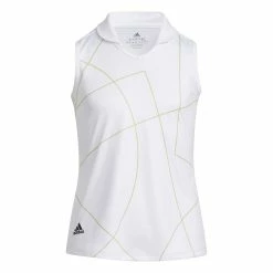 Adidas Golf Adidas Pulse Lime White Girls Sleeveless Golf Polo