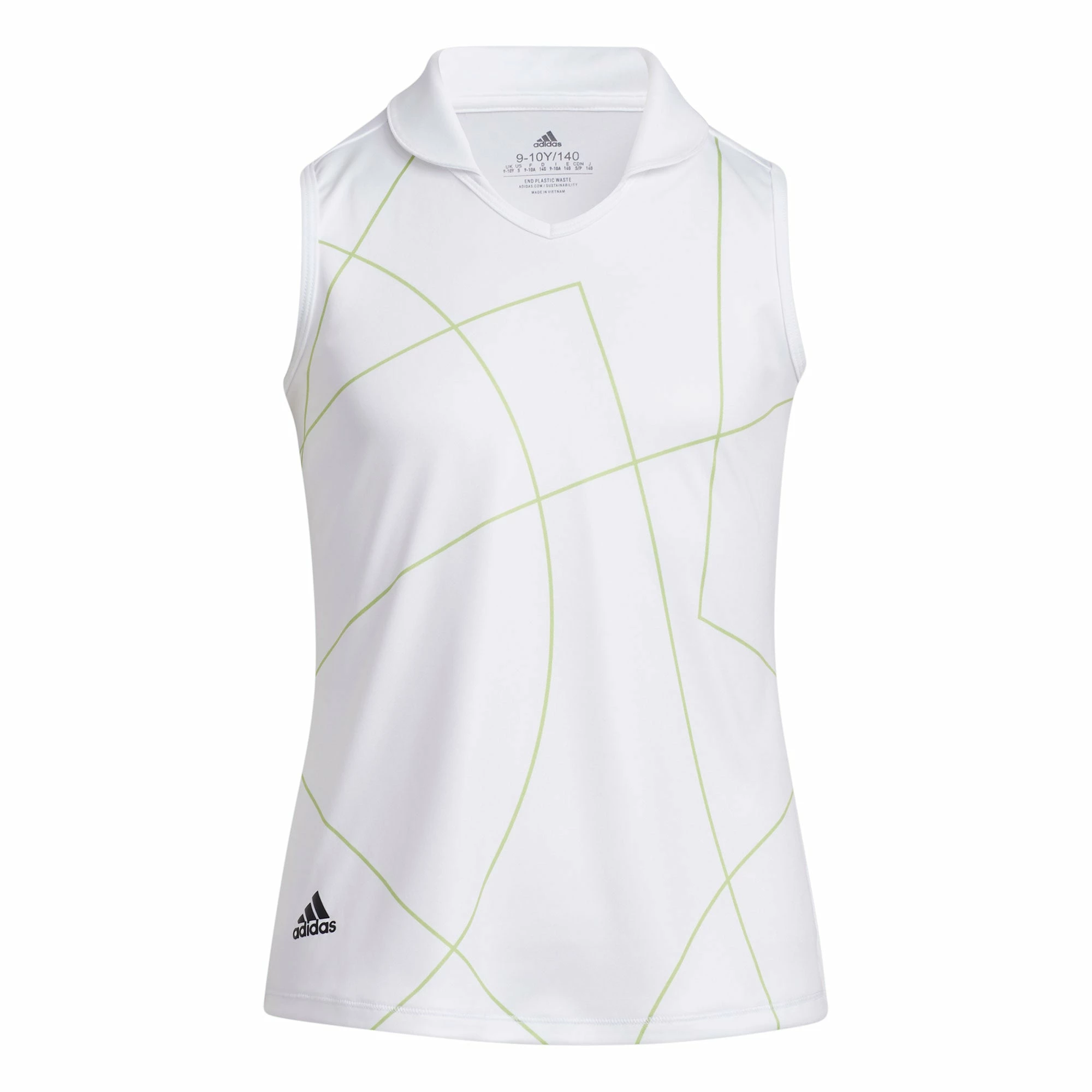 Adidas Golf Adidas Pulse Lime White Girls Sleeveless Golf Polo 1 Adidas Golf Adidas Pulse Lime White Girls Sleeveless Golf Polo