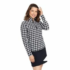 Kinona Keep It Covered Printed Womens Long Sleeve Golf Shirt -Mens Golf Clothes Store Online 25164 HNDSTHBLK941