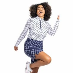 Kinona Keep It Covered Printed Womens Long Sleeve Golf Shirt -Mens Golf Clothes Store Online 25164 LATTICEWHT935