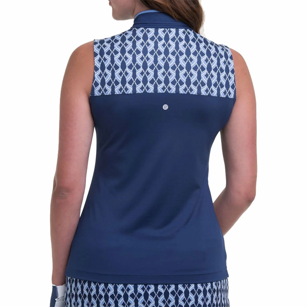 EP NY EP New York Zip Mandarin Inky Multi Womens Sleeveless Golf Polo 2 EP NY EP New York Zip Mandarin Inky Multi Womens Sleeveless Golf Polo - Image 2