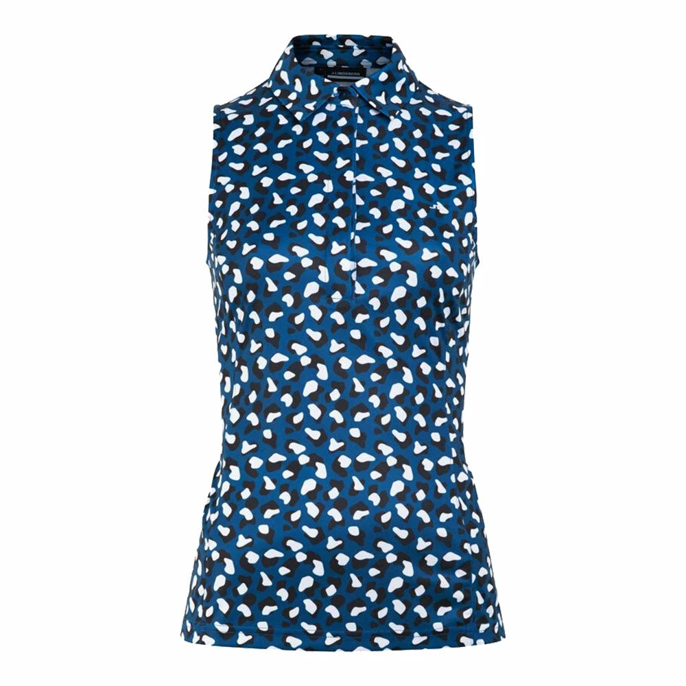 J.Lindeberg J. Lindeberg Dena Printed Womens Sleeveless Golf Polo 1 J.Lindeberg J. Lindeberg Dena Printed Womens Sleeveless Golf Polo