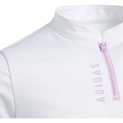 Adidas Golf Adidas HEAT.RDY Mock Girls Golf 1/4 Zip -Mens Golf Clothes Store Online 26187 WHITELILAC100 2