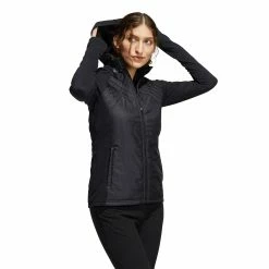 Adidas Golf Adidas Hybrid Quilted Black Womens Golf Jacket -Mens Golf Clothes Store Online 26946 BLACK 2