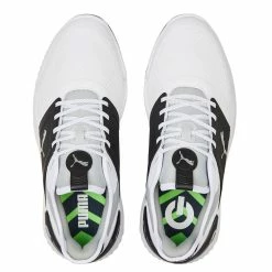 PUMA Golf Puma Ignite Elevate Spikeless Mens Golf Shoes -Mens Golf Clothes Store Online 27381 WHTBLKSILVER 1