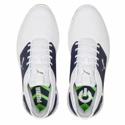 PUMA Golf Puma Ignite Elevate Spikeless Mens Golf Shoes -Mens Golf Clothes Store Online 27381 WHTSILVERNAVY 1