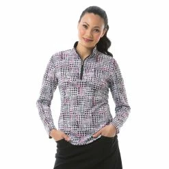 SanSoleil Solshine Printed Mock Womens Long Sleeve Sun Shirt -Mens Golf Clothes Store Online 30887 TWEEDYBERRY