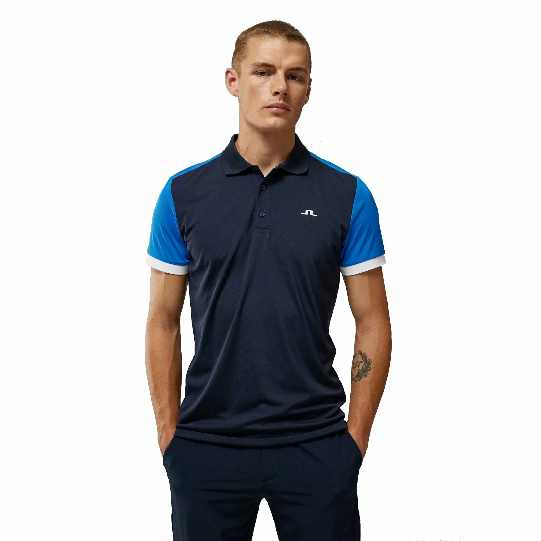 J.Lindeberg J. Lindeberg Roy Slim Fit Nautical Blue Mens Golf Polo 1 J.Lindeberg J. Lindeberg Roy Slim Fit Nautical Blue Mens Golf Polo