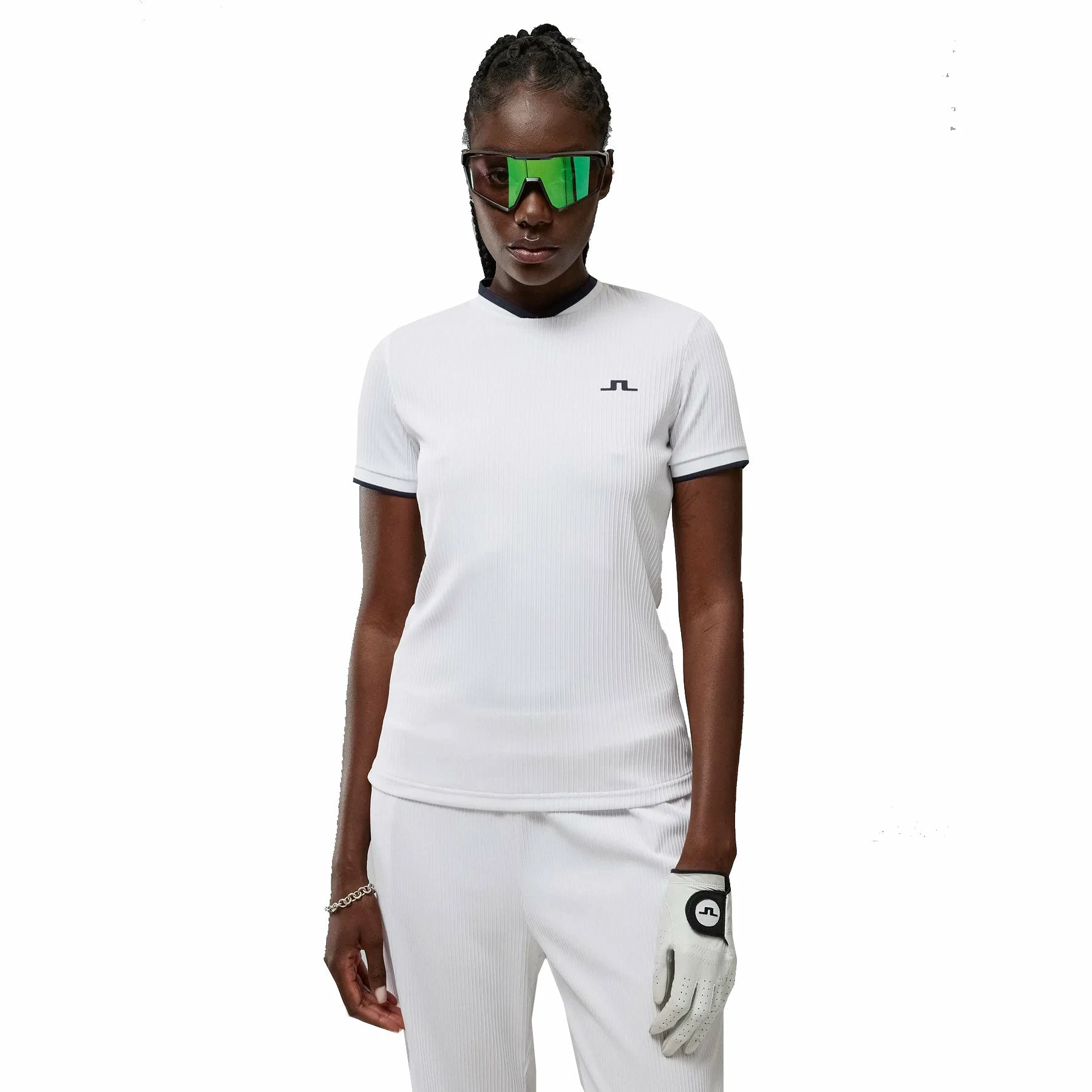 J.Lindeberg J. Lindeberg Parvin White Womens Golf Shirt 1 J.Lindeberg J. Lindeberg Parvin White Womens Golf Shirt