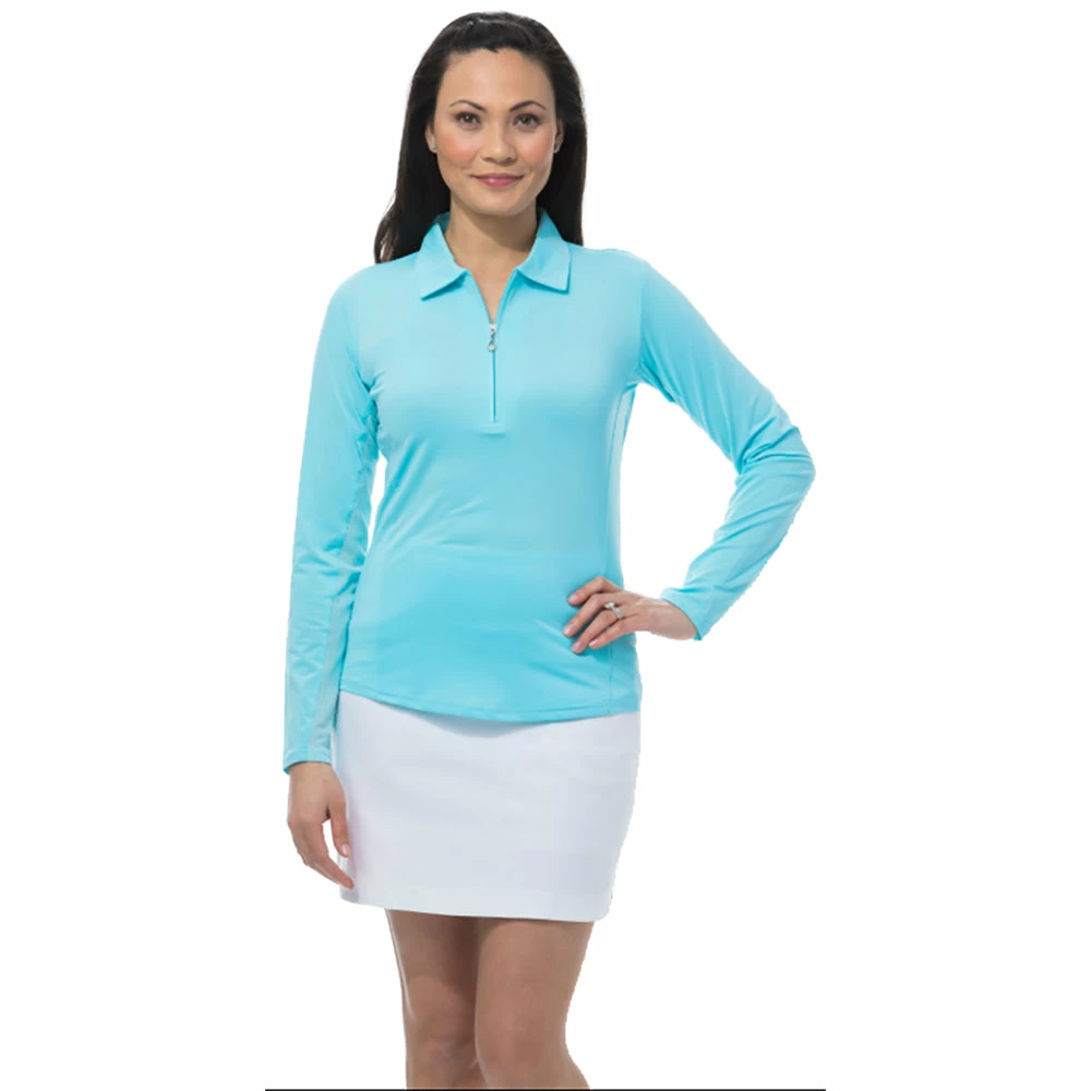 Sansoleil SunGlow Zip Womens Long Sleeve Golf Polo 1 Sansoleil SunGlow Zip Womens Long Sleeve Golf Polo